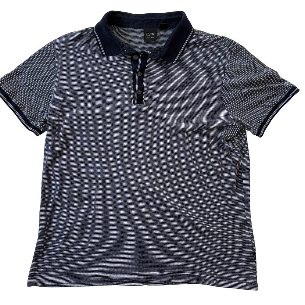 Boss Hugo Boss Navy Blue with white dot Mens Polo Size Large / Medium